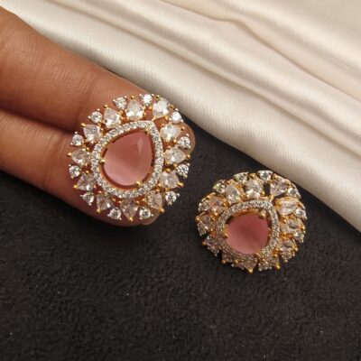 Teardrop Statement Studs with Double Halo Shimmer