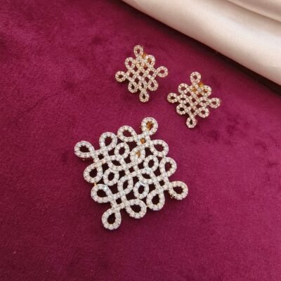 Silver inspired kollam pendent set