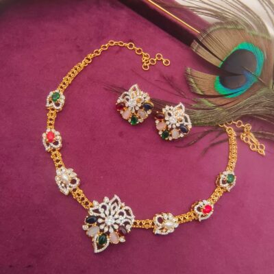 Traditional Navaratna Floral Choker