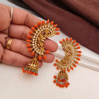 Handcrafted Nakshi Fusion Ear-Cuffs – Temple Style Jhumkas