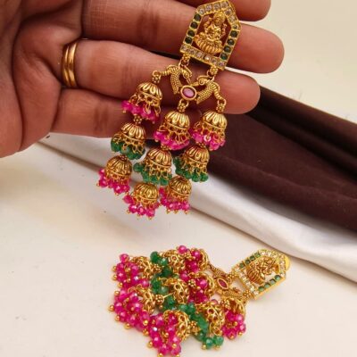 Traditional Temple-Style Multi-Layered Jhumka Earrings