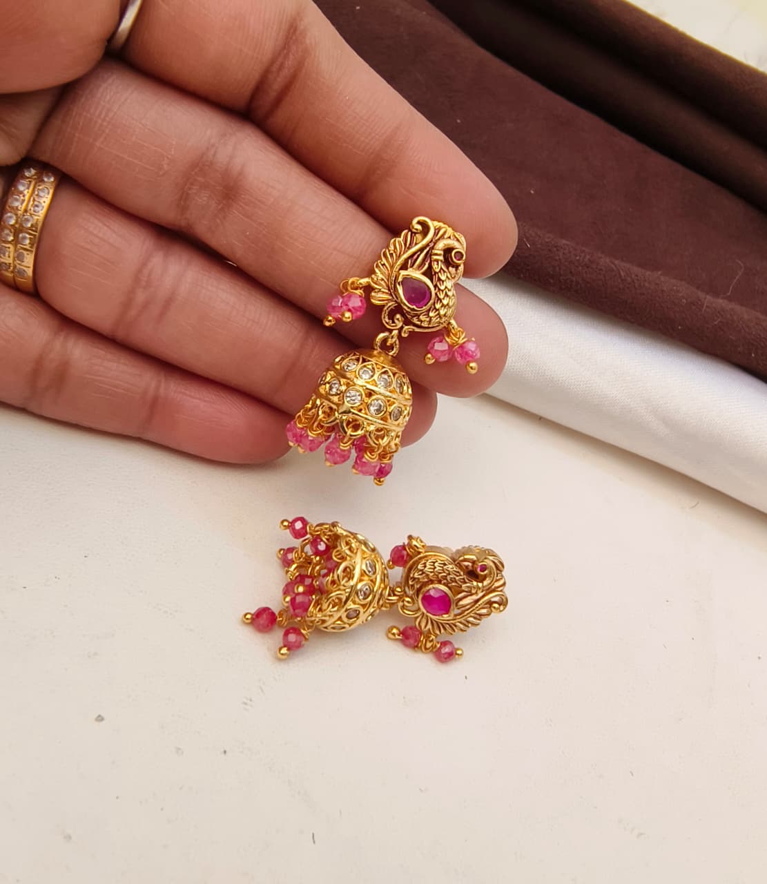 Traditional Matte Gold Peacock Jhumka Collection
