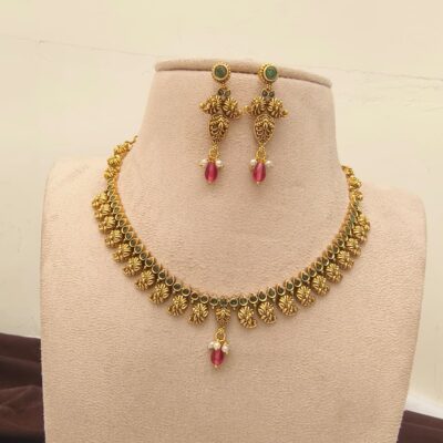 Antique Mango Motif Temple Jewellery Set