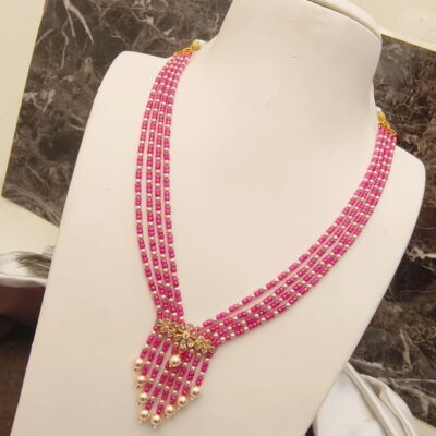 Silver Inspried Crush Beads With Swaroski Peral Mala