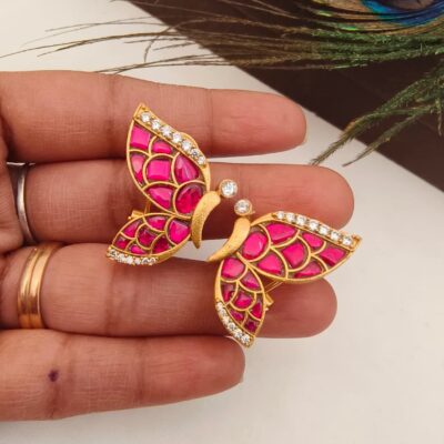 Jada Kundan Buterfly Screwback Studs