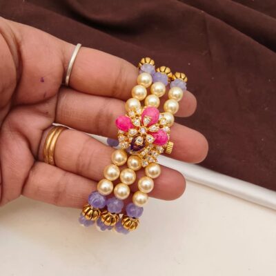 Fusion Style Pearl Kada Bracelet
