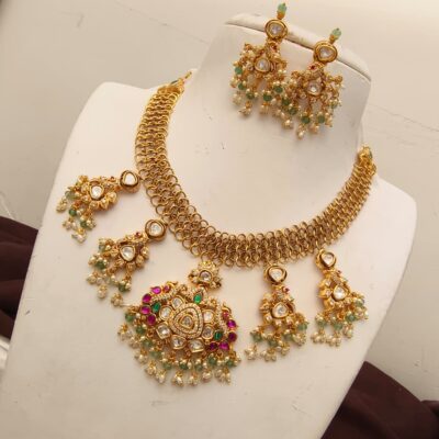 Heritage Jadau Kundan Necklace & Jhumka Earrings Set