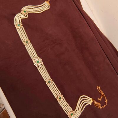 Classic Pearl & Emerald Multi-Strand Waist Belt