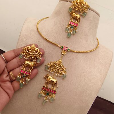 Statement Jada kundan Nandieswar N.set With Earings