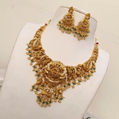 Traditional South Indian Antique Gold Temple Jewelry Set