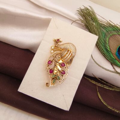 Peacock Design Saree Brooch