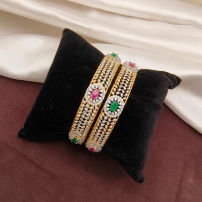 Elegant Gold-Plated CZ Stone Bangles