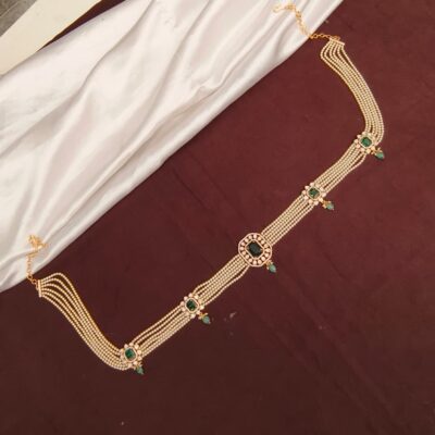 Moissanite & Swarovski Pearl Emerald Hip Chain