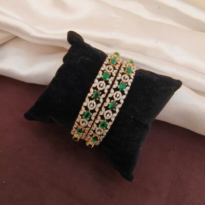 Daimond Finishing Green Stone Bangles