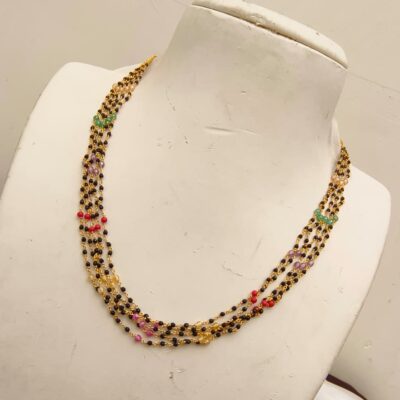 Multi-Strand Black & Colorful Bead Layered Mangalsutra Haram