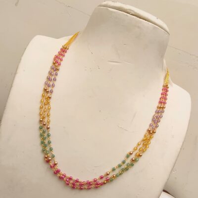 Three-Strand Pastel Multicolor Beaded Layered Haram