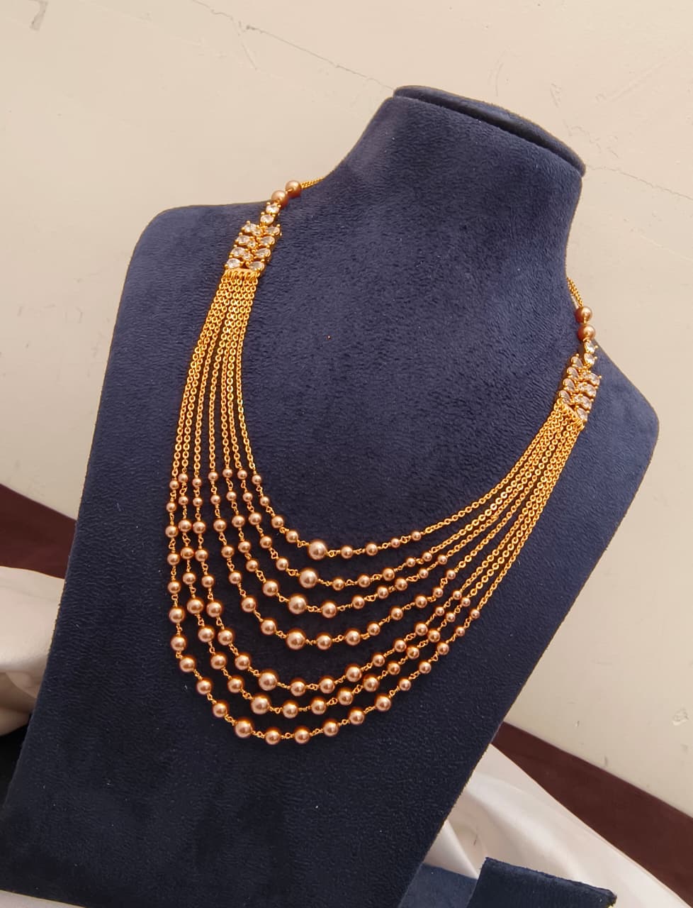 ELEGANT MULTI-LAYER GOLD & PEARL NECKLACE