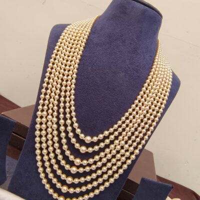 Multi-Strand Graduated Pearl Layered Haar Necklace