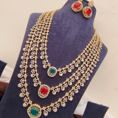 Daimond Inspried 3 Line Green & Red haram